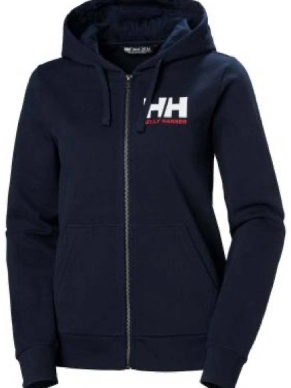 NEW NWT Helly Hansen Navy Blue Cotton Full-Zip Hooded Sweatshirt Jacket HH Logo
